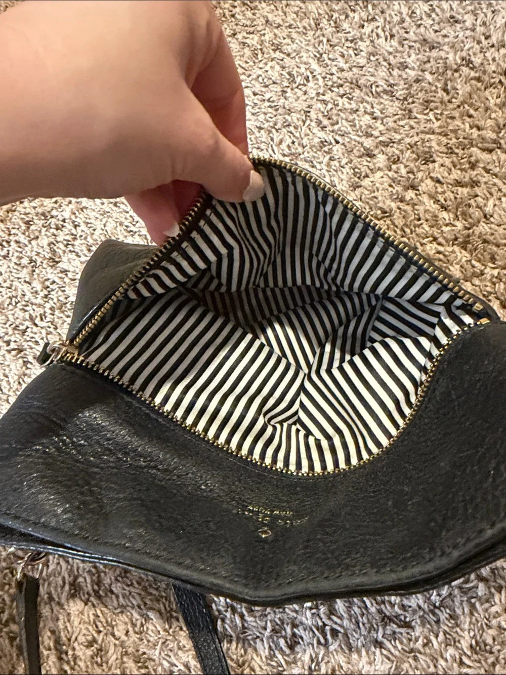 kate spade Black Pebbled Leather Crossbody with Gold Hardware